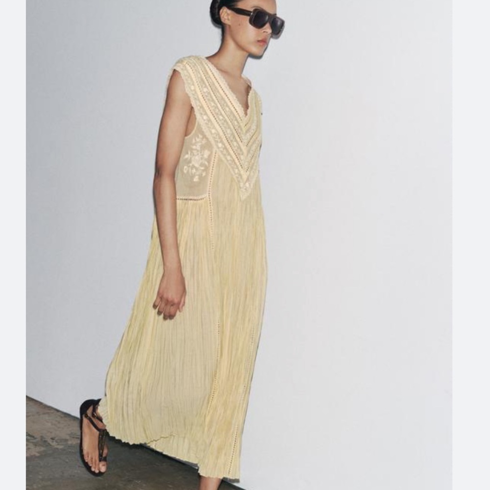Zara Cream Fringe Midi Dress - Picture 2 of 11